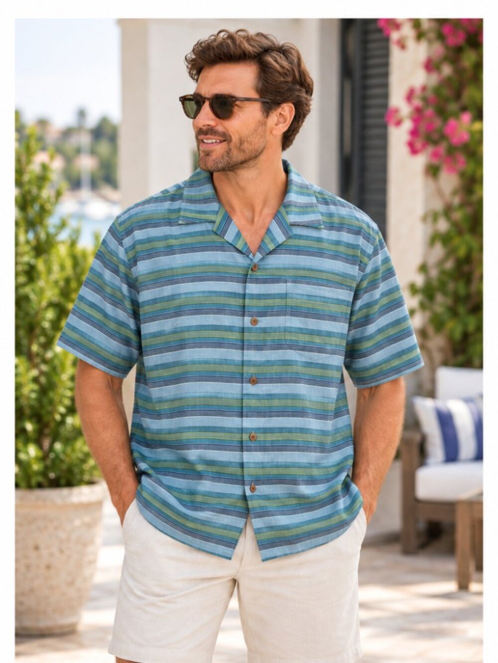 Tommy Bahama 100% Silk Shirt XL Blue Green Shirt Hawaiian Resort Vacation